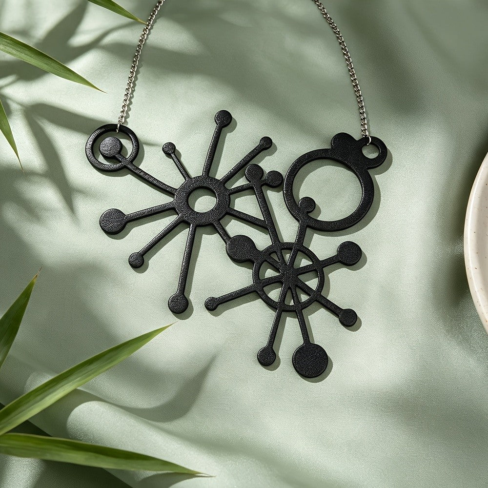Black Geometric Starburst Necklace