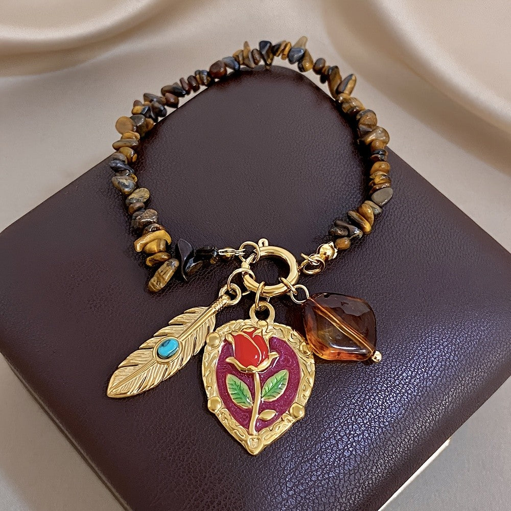 18k Vintage Rose Charm Bracelet