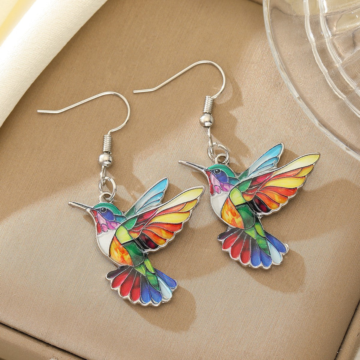 Colorful Hummingbird Drop Earrings