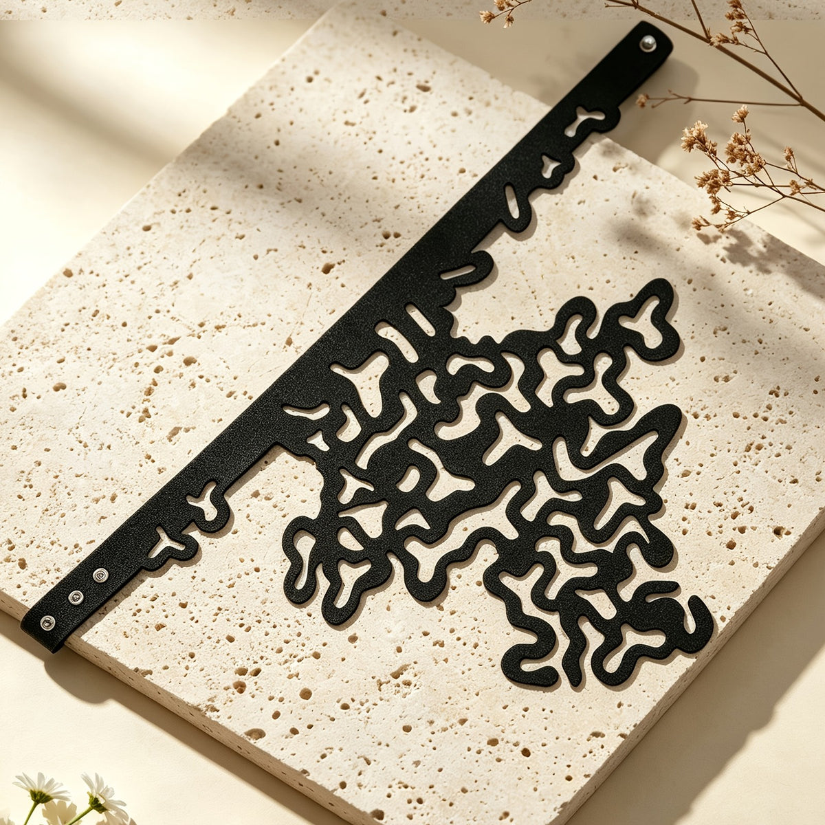 Black Abstract Wave Choker Necklace