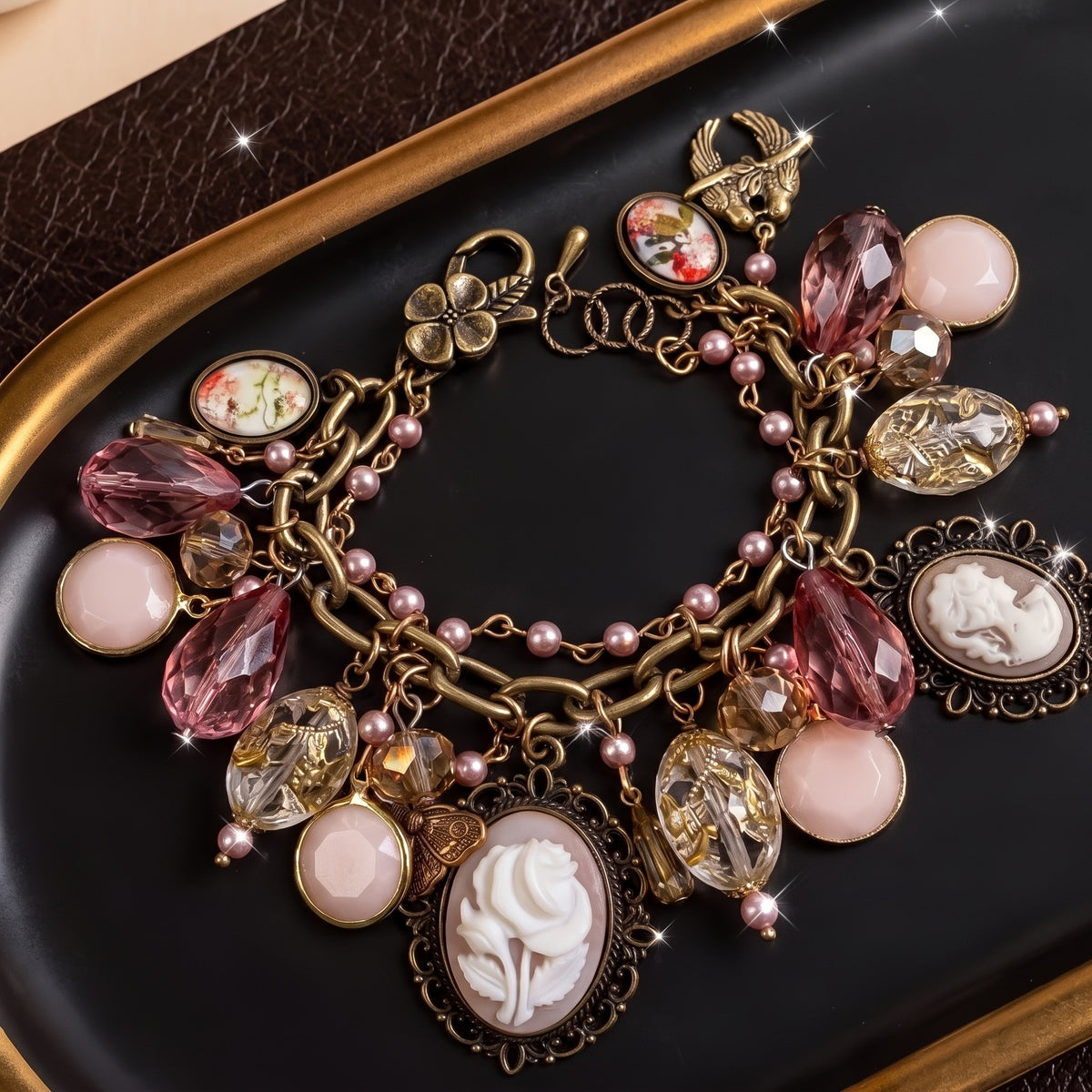 Vintage Multi-charm Cameo Bracelet