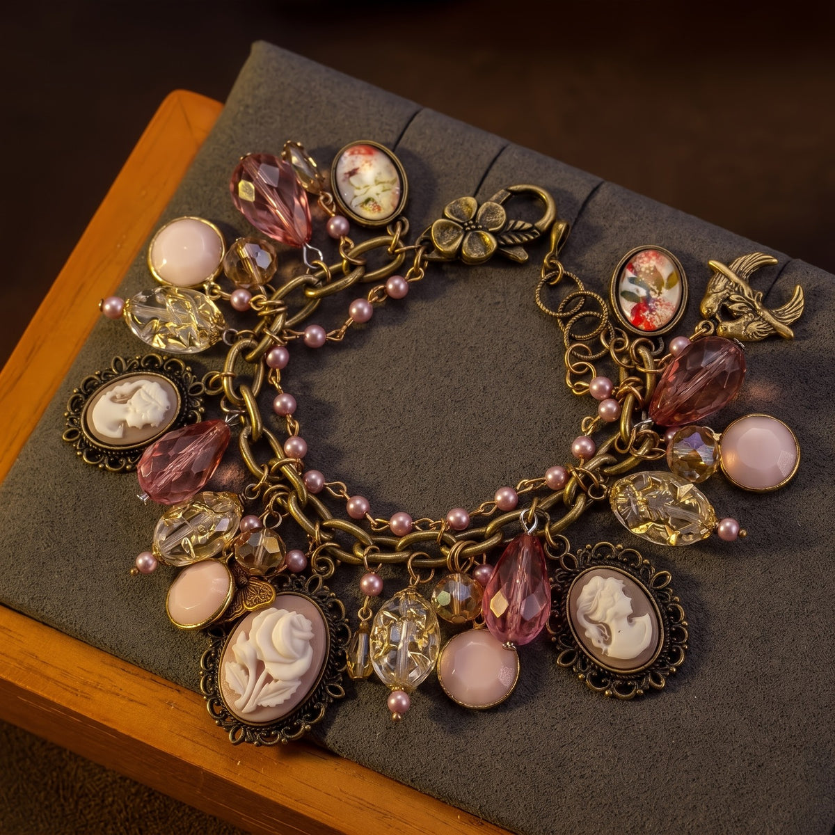 Vintage Multi-charm Cameo Bracelet