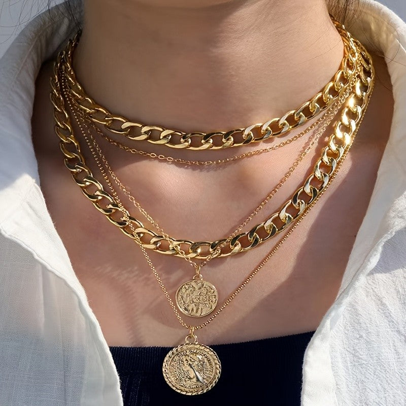Multi-Layer Coin Pendant Necklace