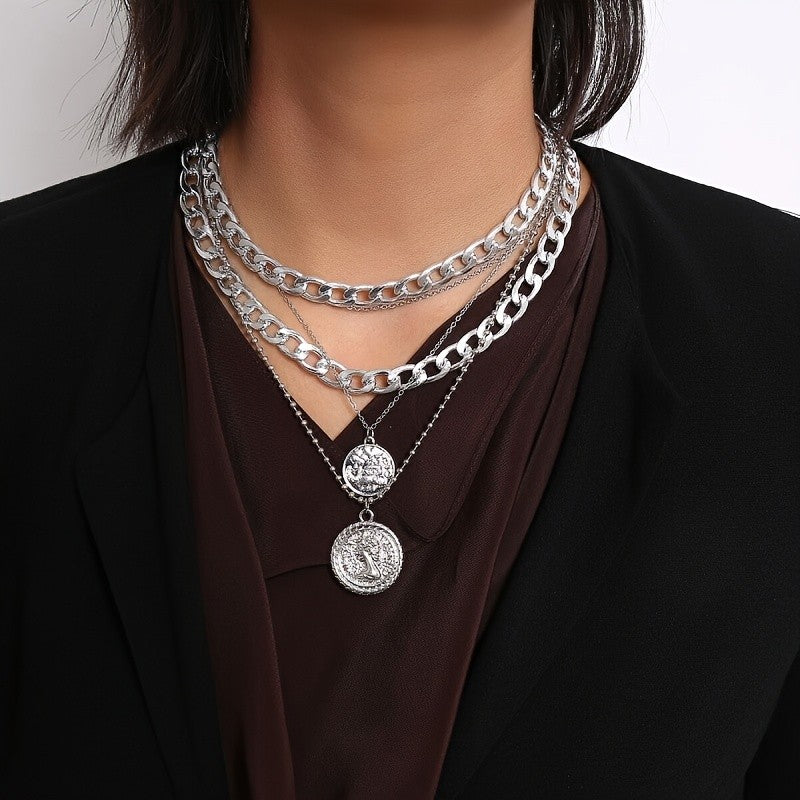 Multi-Layer Coin Pendant Necklace