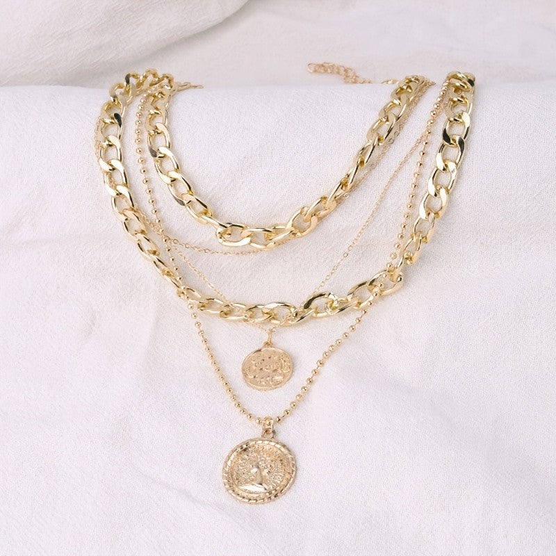 Multi-Layer Coin Pendant Necklace