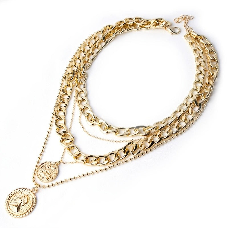 Multi-Layer Coin Pendant Necklace