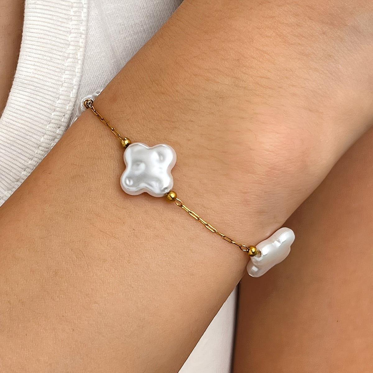 Irregular Pearl Charm Bracelet