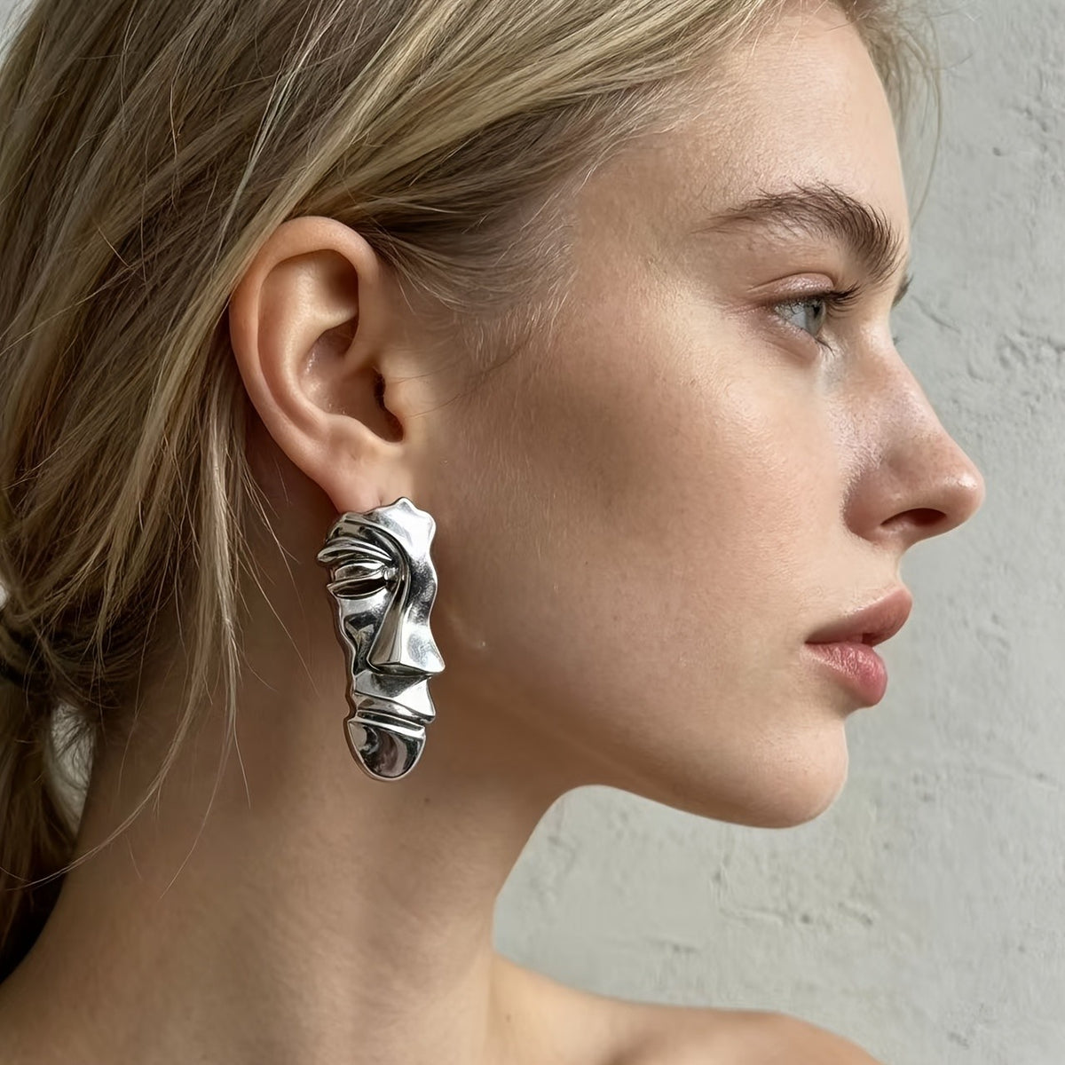 Abstract Sculpture Face Drop Earrings