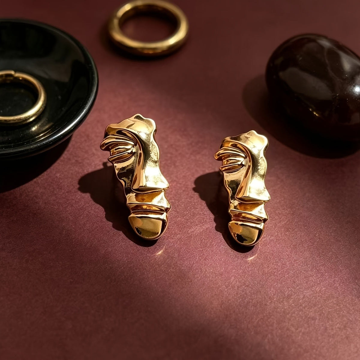 Abstract Sculpture Face Drop Earrings