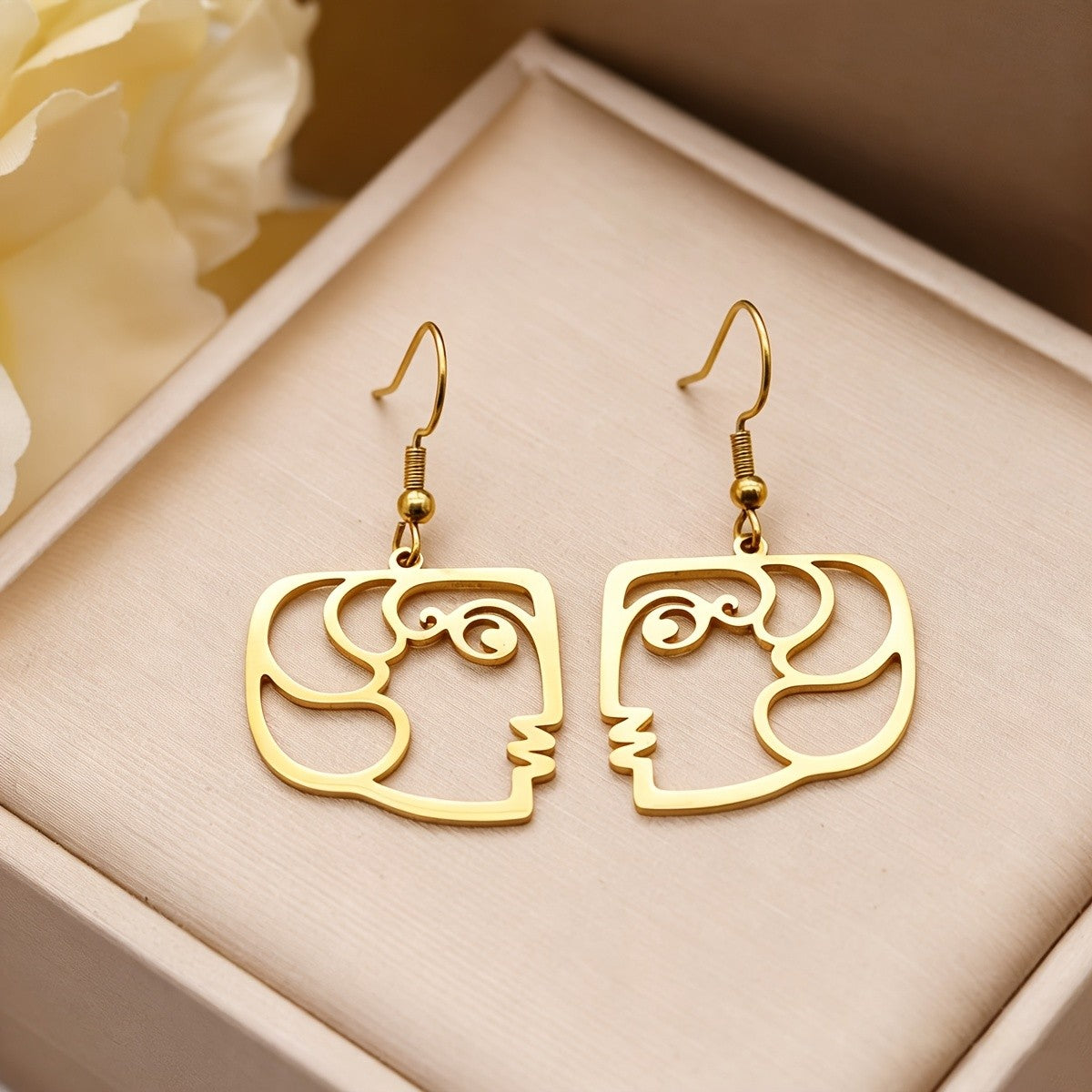 Abstract Face Outline Drop Earrings
