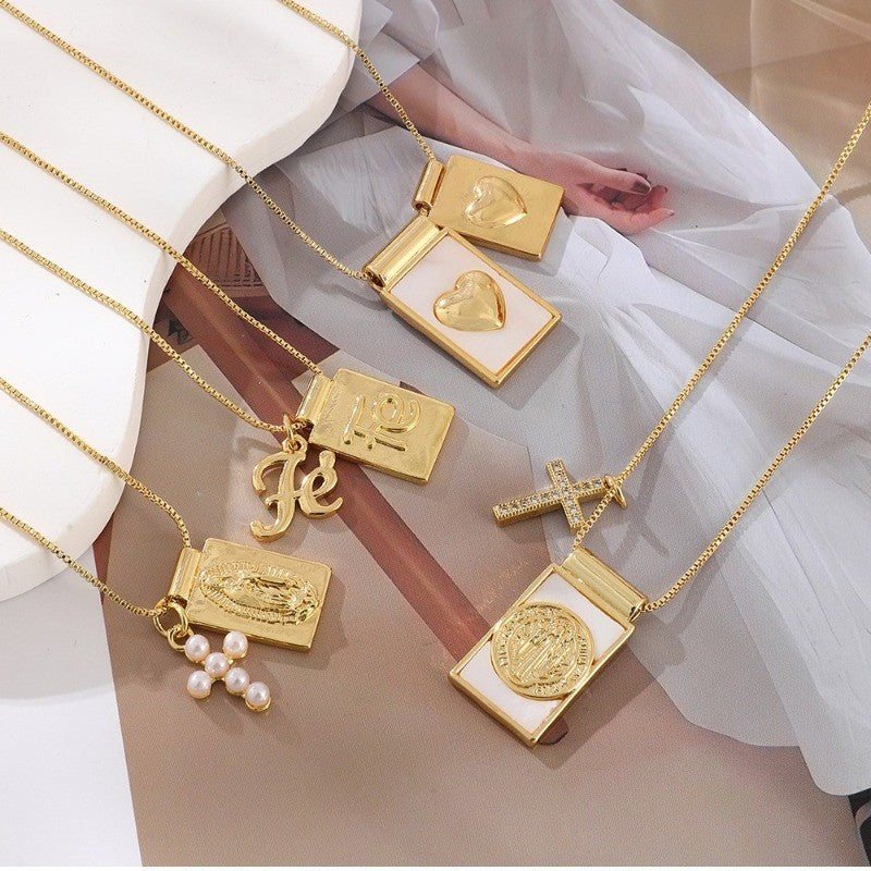 18k Layered Religious Medal Necklace