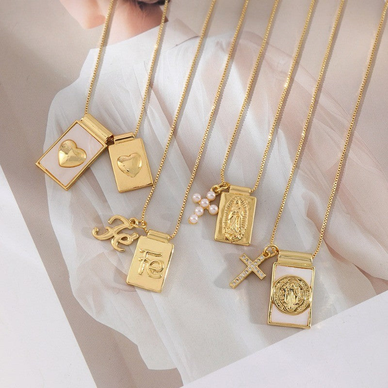 18k Layered Religious Medal Necklace