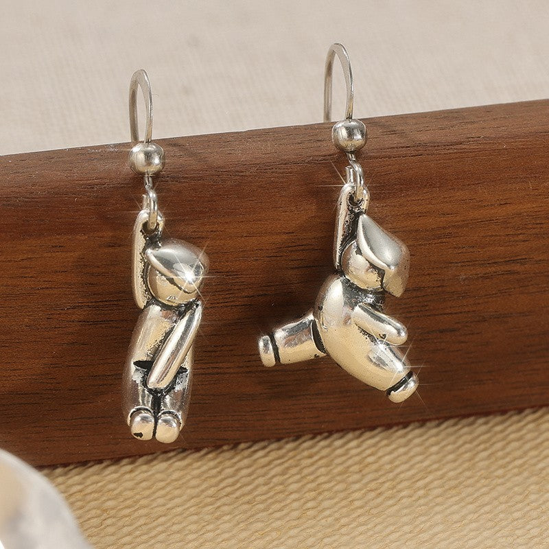 Asymmetric Climbing Figure Drop Earrings