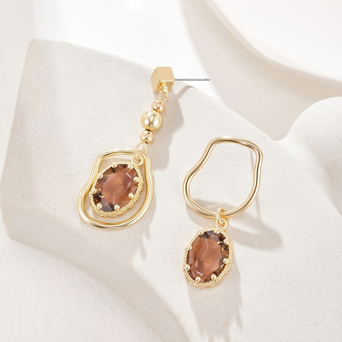 Vintage Oval Stone Drop Earrings