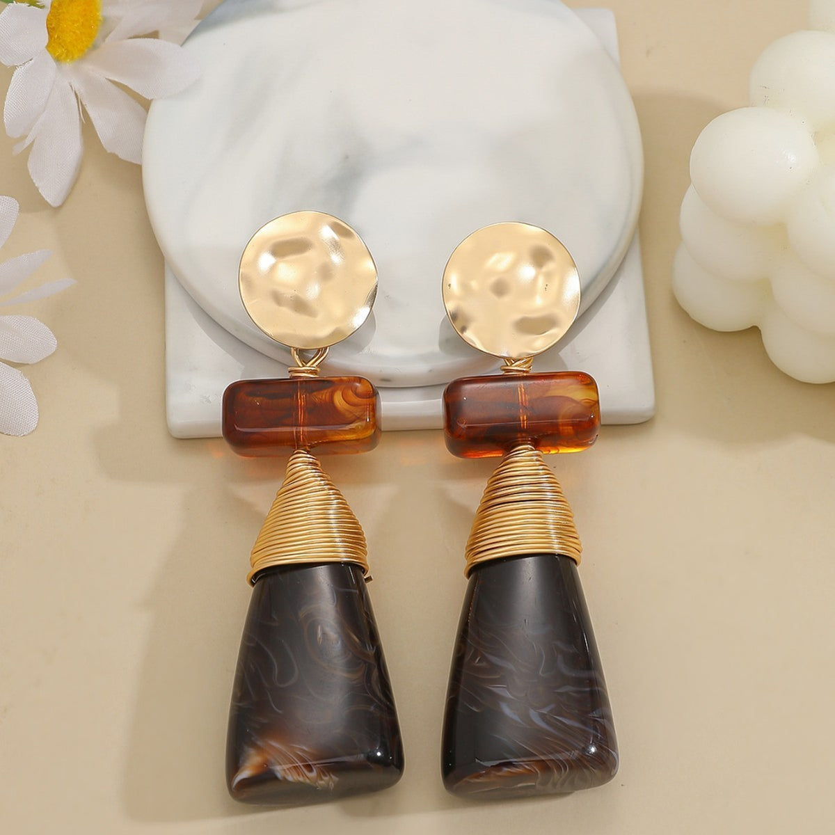 Geometric Resin Drop Earrings