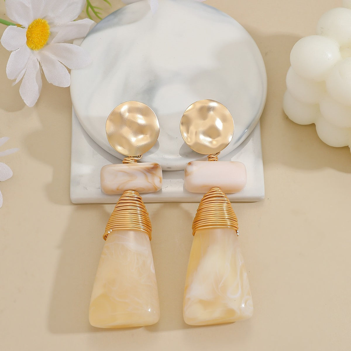 Geometric Resin Drop Earrings