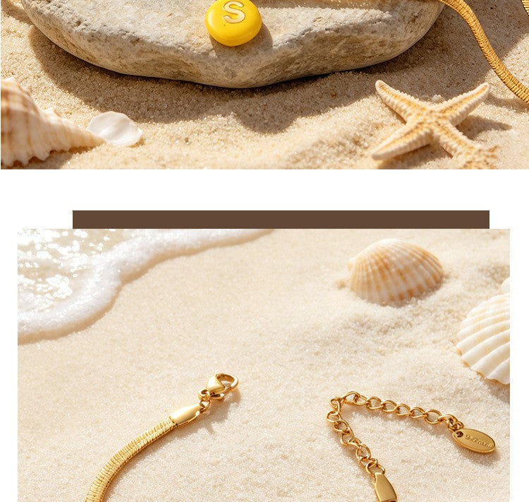 14k Colorful Letter Bead Bracelet