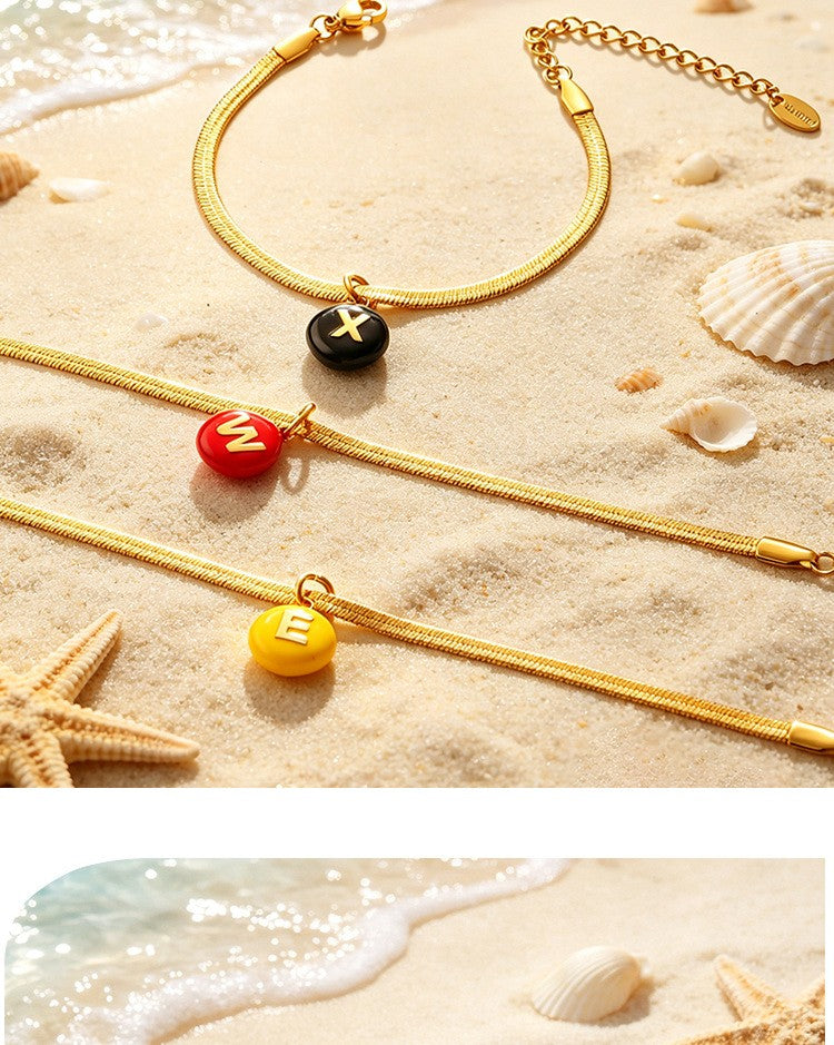 14k Colorful Letter Bead Bracelet