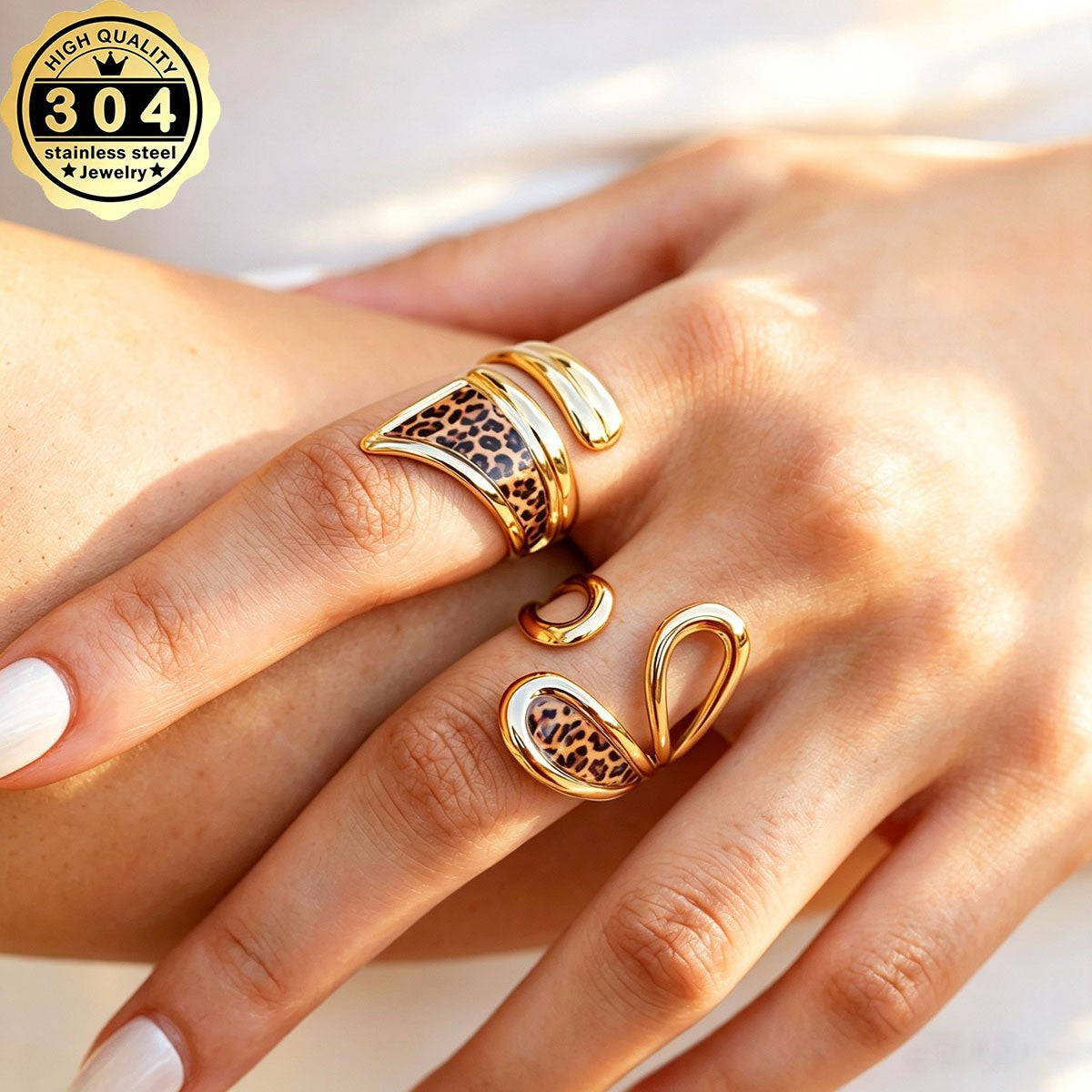 18k Leopard Print Open Ring