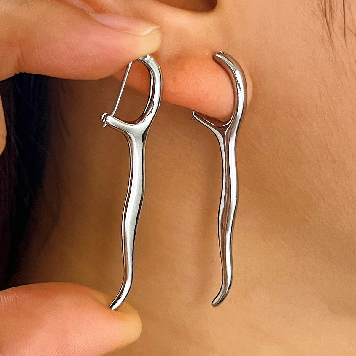 Asymmetric Abstract Metal Drop Earrings