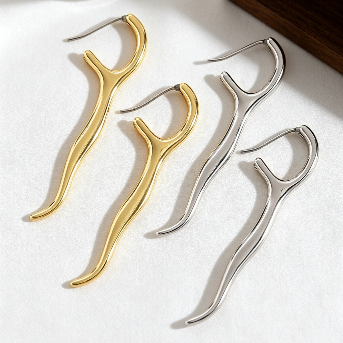 Asymmetric Abstract Metal Drop Earrings