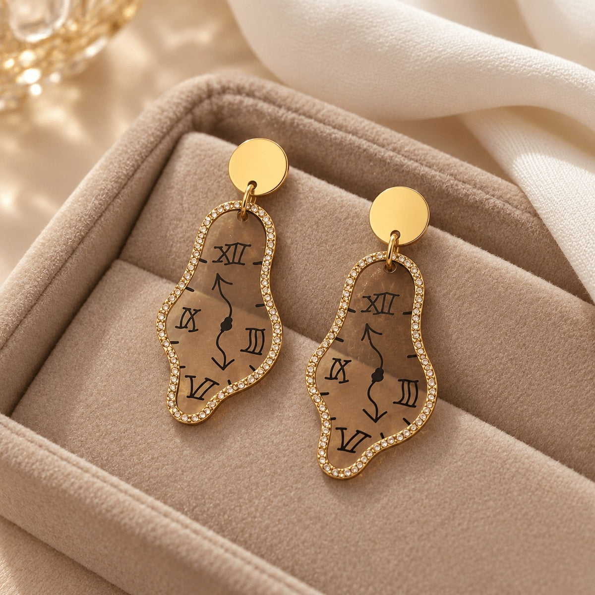 Asymmetric Melting Clock Drop Earrings