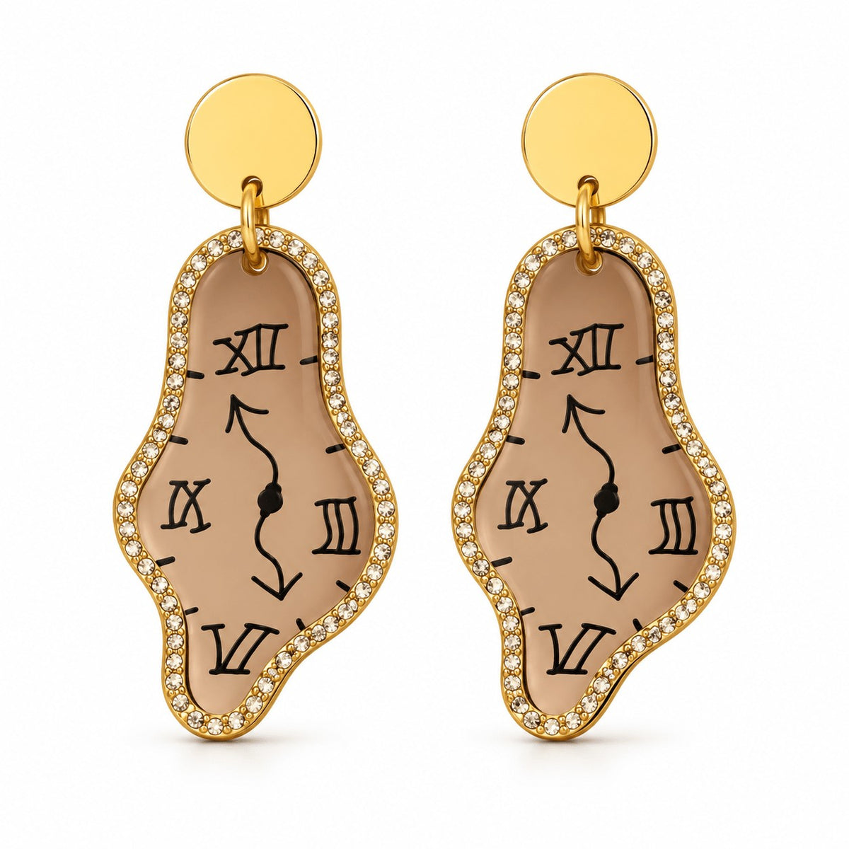 Asymmetric Melting Clock Drop Earrings