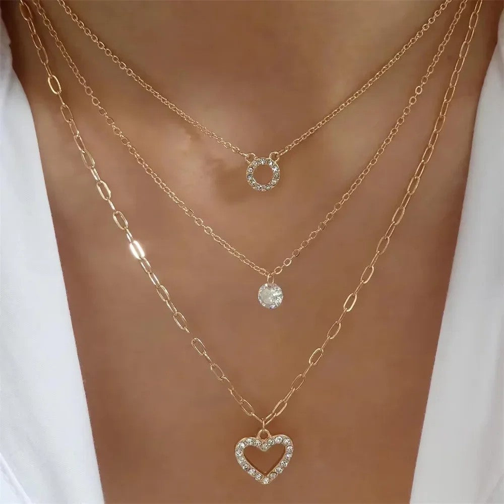 Layered Chain Coin Pendant Necklace