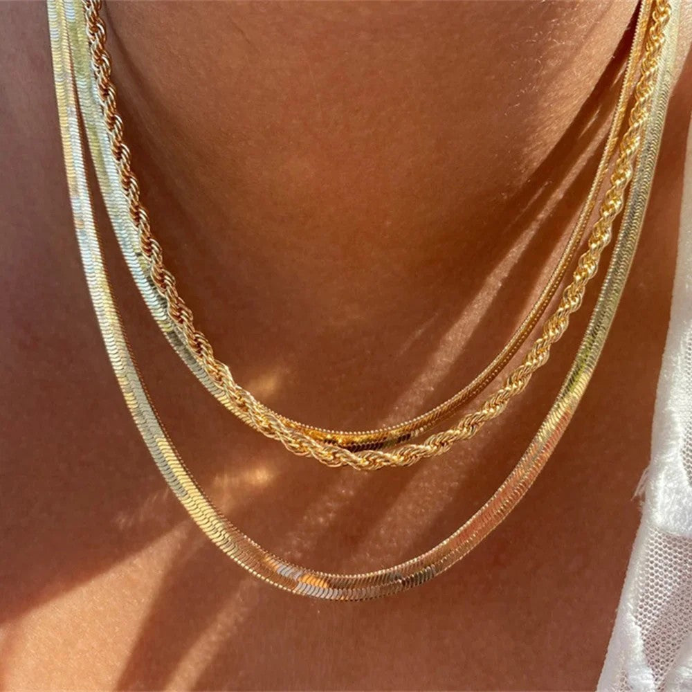 Layered Chain Coin Pendant Necklace
