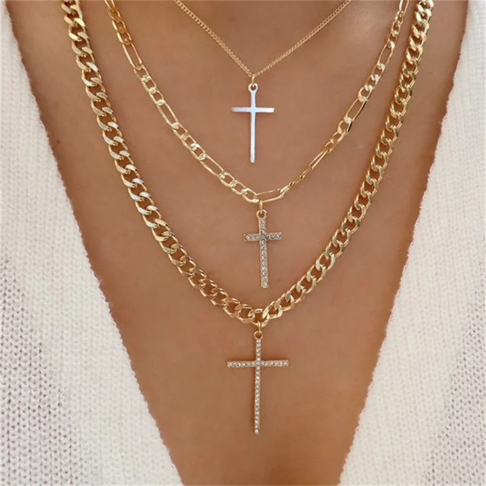 Layered Chain Coin Pendant Necklace