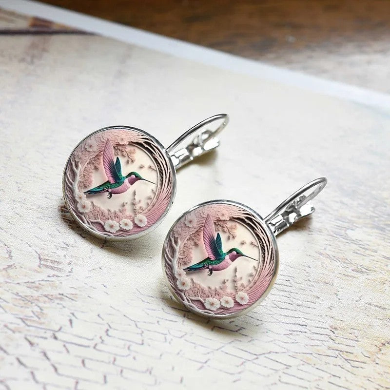 Silver Hummingbird Clip Earrings