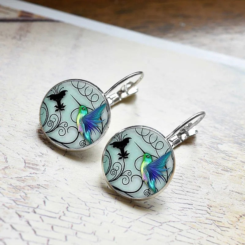 Silver Hummingbird Clip Earrings