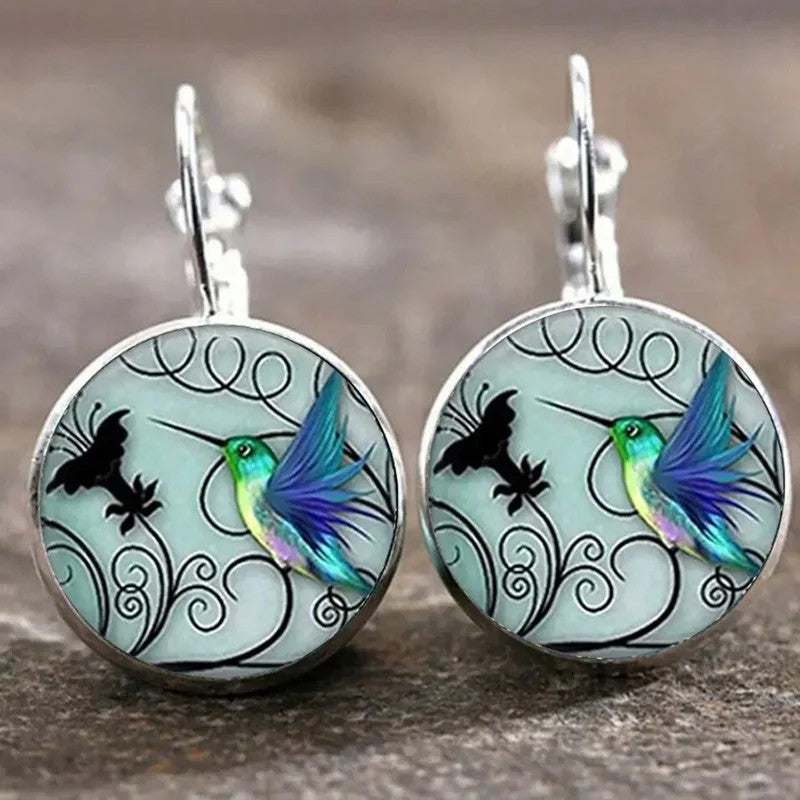 Silver Hummingbird Clip Earrings