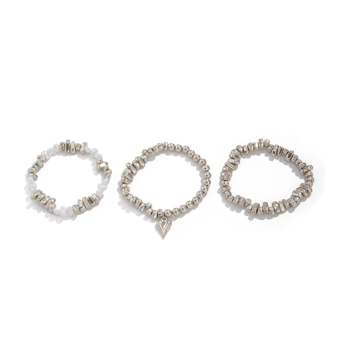Multi-Layer Irregular Pearl & Heart Bracelet