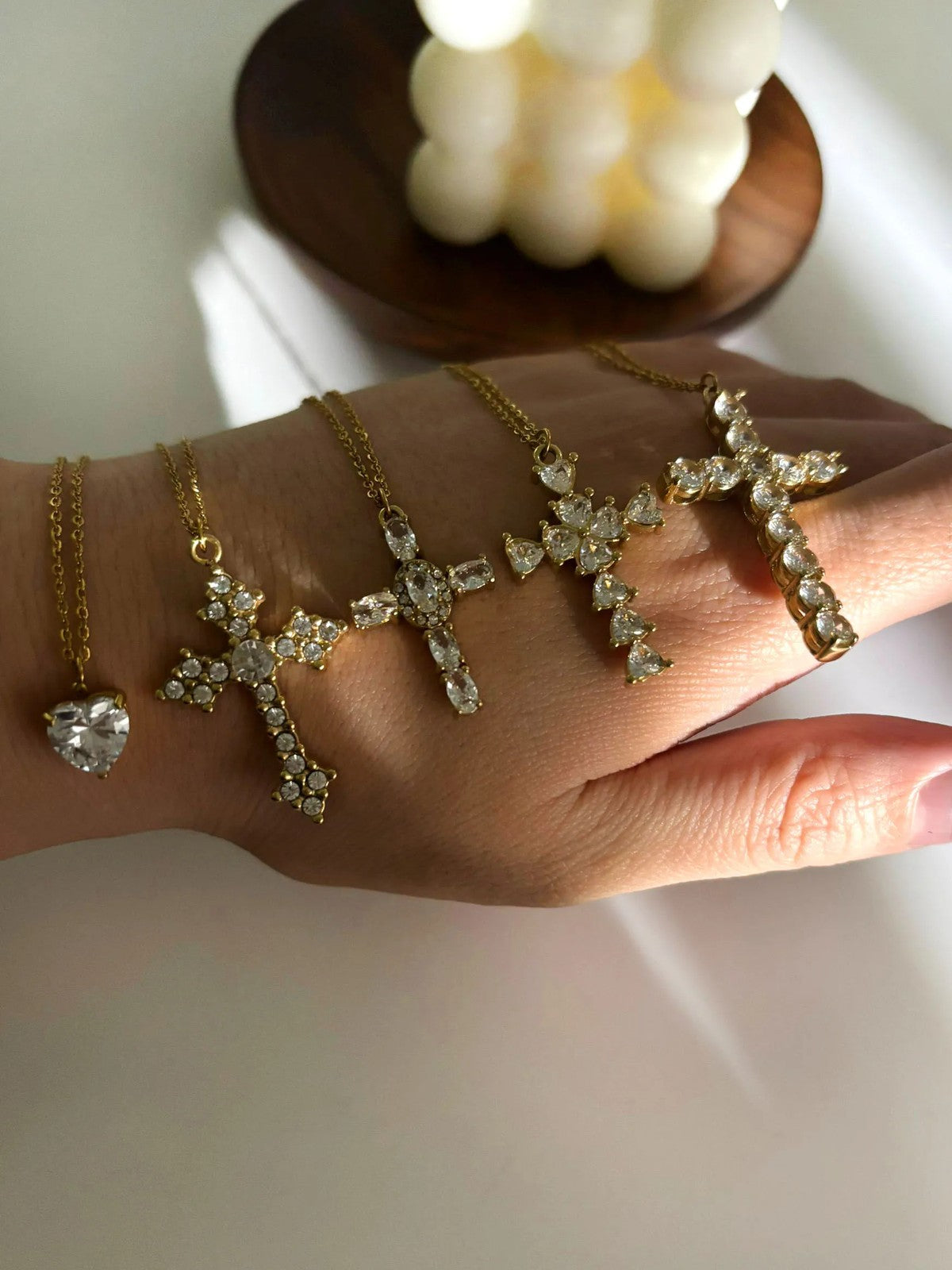 Layered Cross Stone Necklace