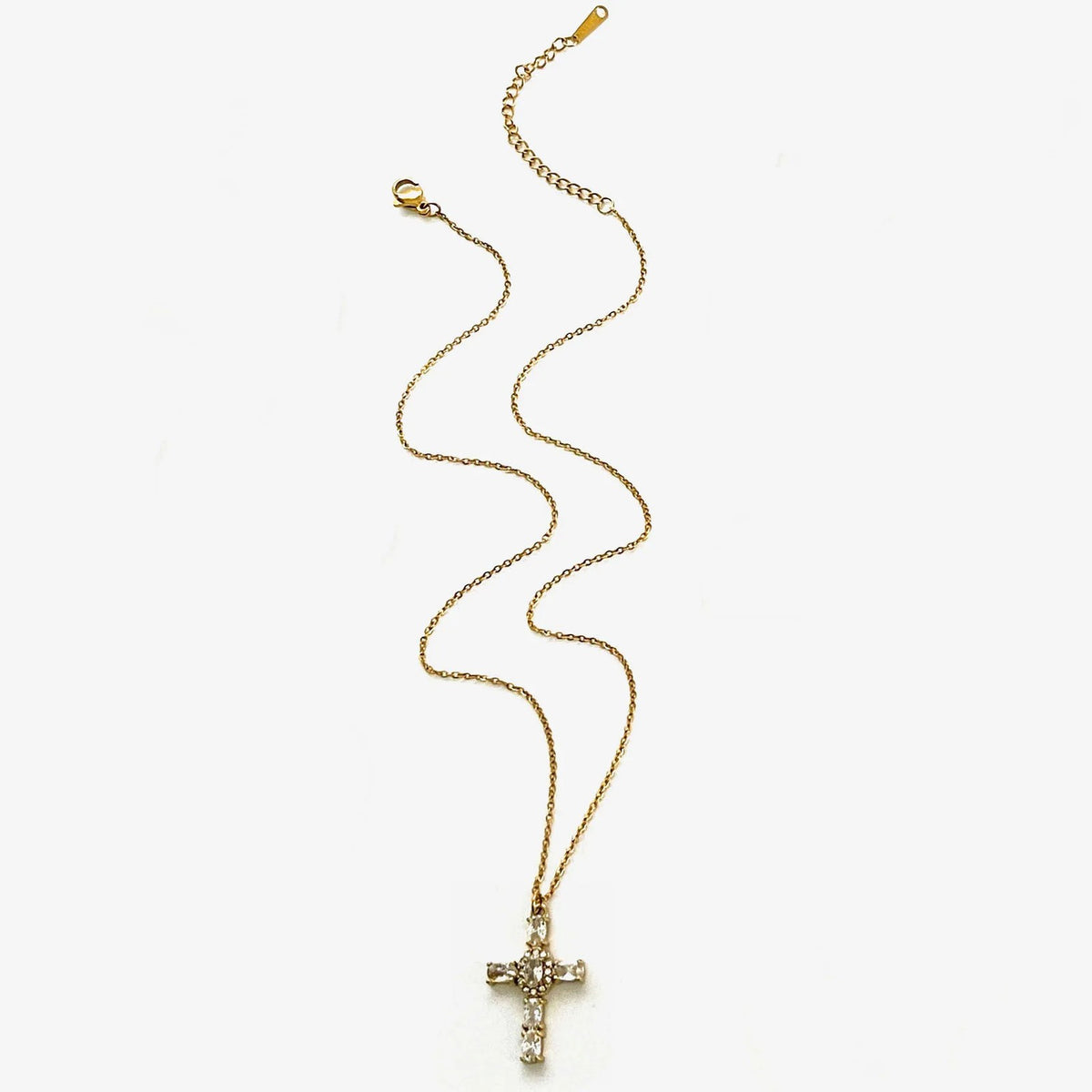 Layered Cross Stone Necklace