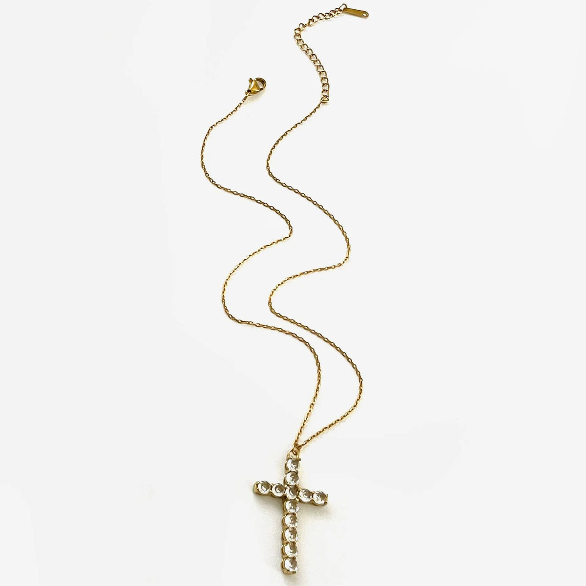 Layered Cross Stone Necklace