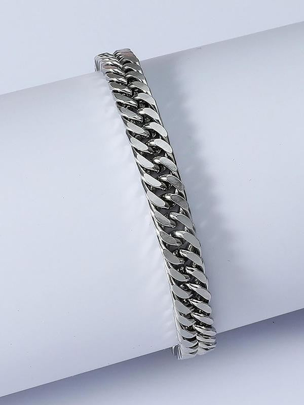 Roman Numeral Bangle & Link Chain Bracelet Set