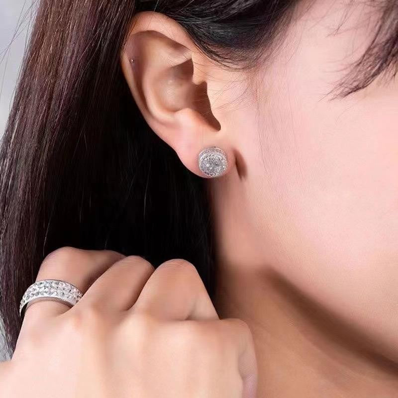 Retro Round Crystal Stud Earrings