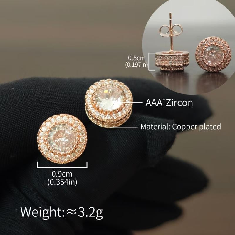 Retro Round Crystal Stud Earrings