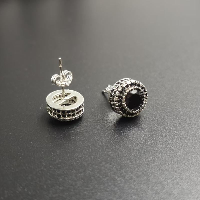 Retro Round Crystal Stud Earrings