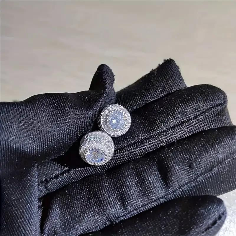 Retro Round Crystal Stud Earrings