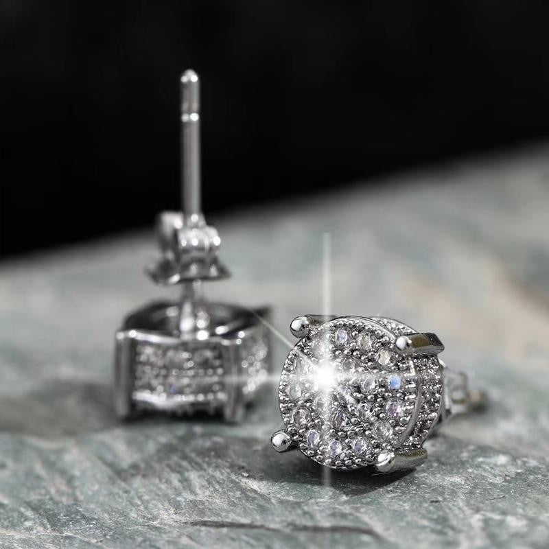 Retro Round Crystal Stud Earrings