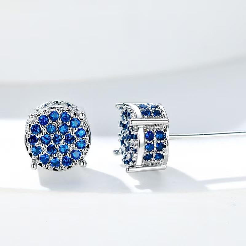 Retro Round Crystal Stud Earrings