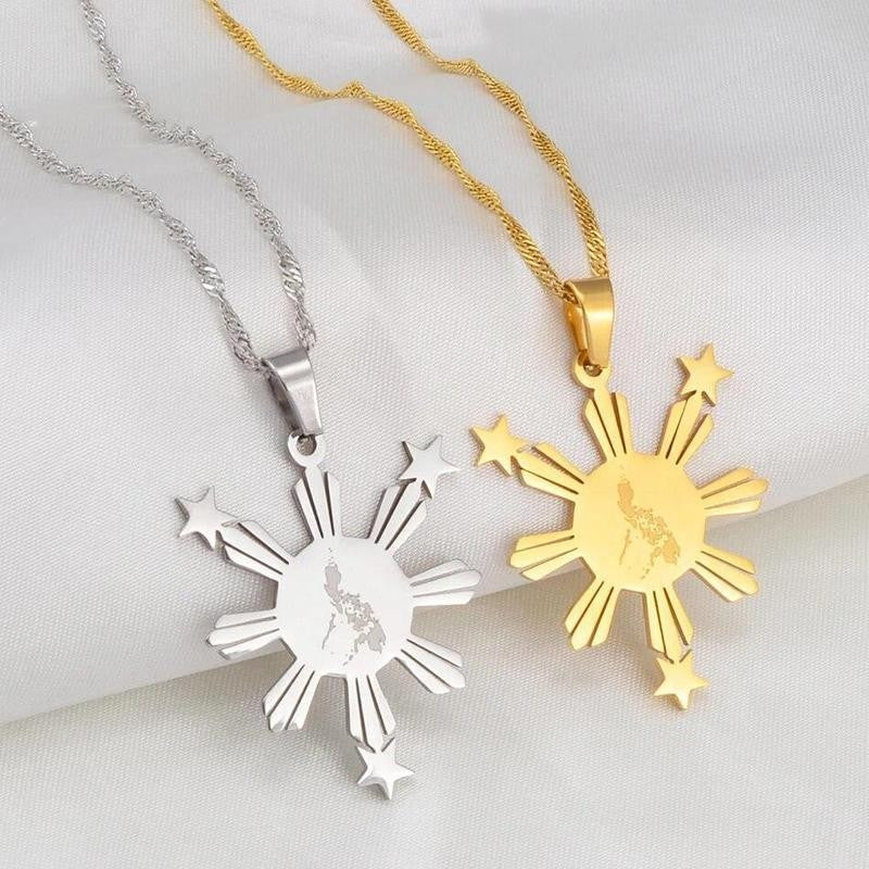 Philippines Map Sun Pendant Necklace
