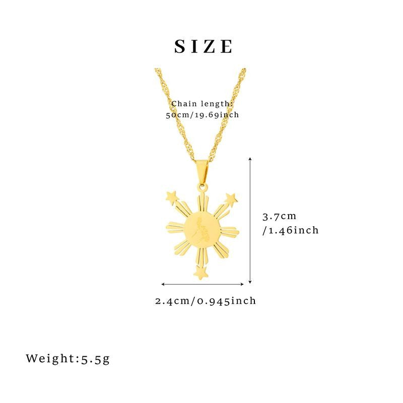 Philippines Map Sun Pendant Necklace
