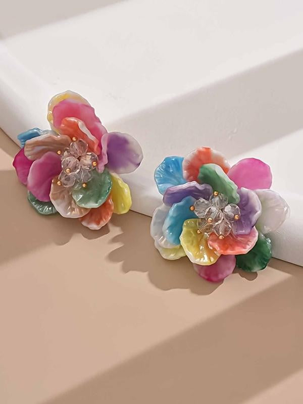 Multicolor Flower Stud Earrings