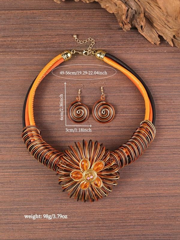 Spiral Flower Collar Necklace Set