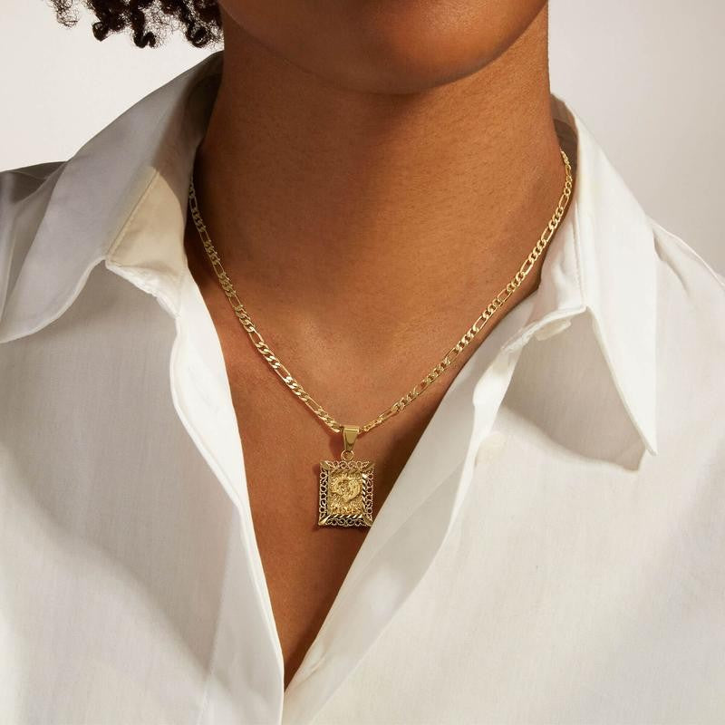 14k Square Zodiac Pendant Necklace
