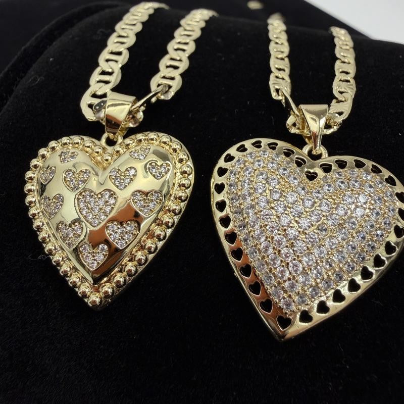 14k Paved Heart Pendant Necklace